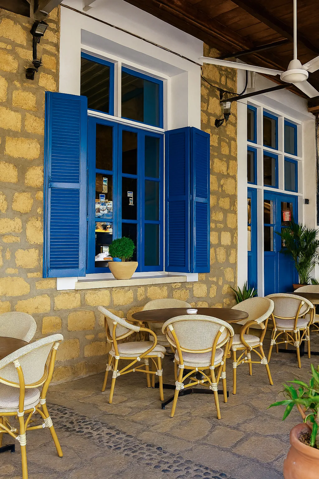 Sunlit restaurant interior